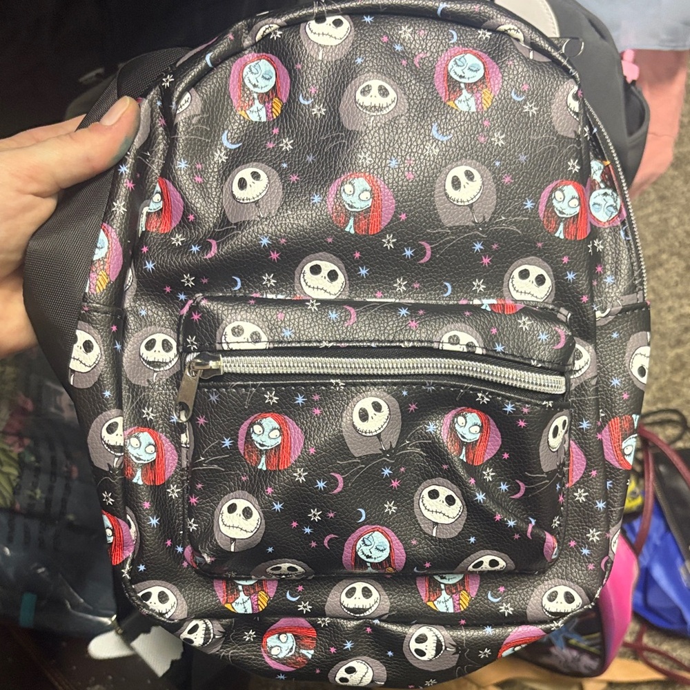 Disney Black and White Backpack with Character Print
